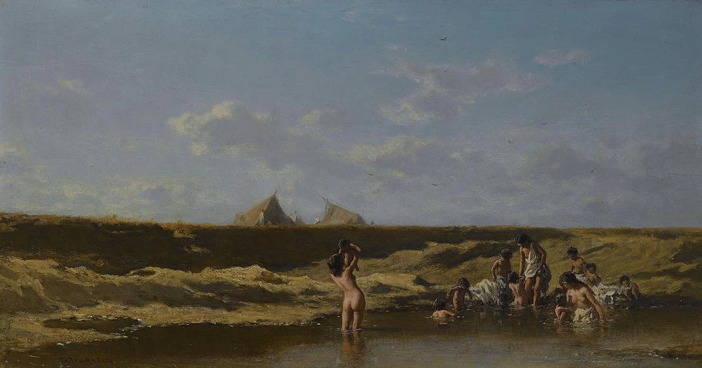 Paesaggio con donne gitane al bagno